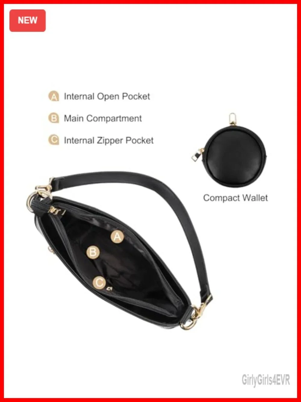 PU Leather Crossbody Hobo Bag Small Shoulder Purse Adjustable Strap
